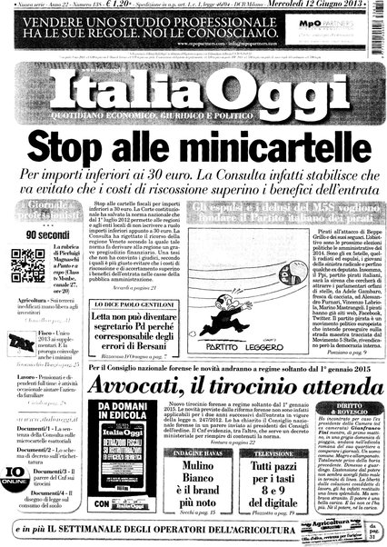 Italia oggi : quotidiano di economia finanza e politica